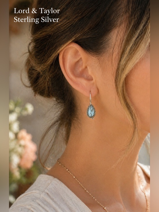 Lord & Taylor Jewelry - Lord & Taylor Sterling Silver Blue Teardrop pierced Earrings Marcasite Dangle